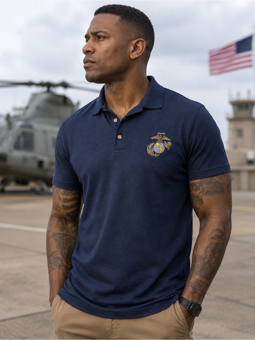 US Marine Corps Embroidered Polo XL